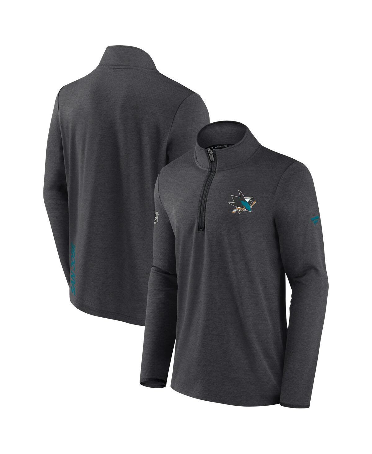 Mens Fanatics Branded Heather Charcoal Anaheim Ducks Authentic Pro Rink Quarter-Zip Jacket Product Image