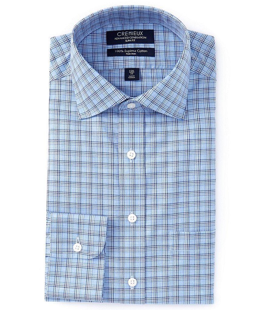 Cremieux Slim Fit Non-Iron Spread Collar Checked Melange Twill Dress Shirt Product Image