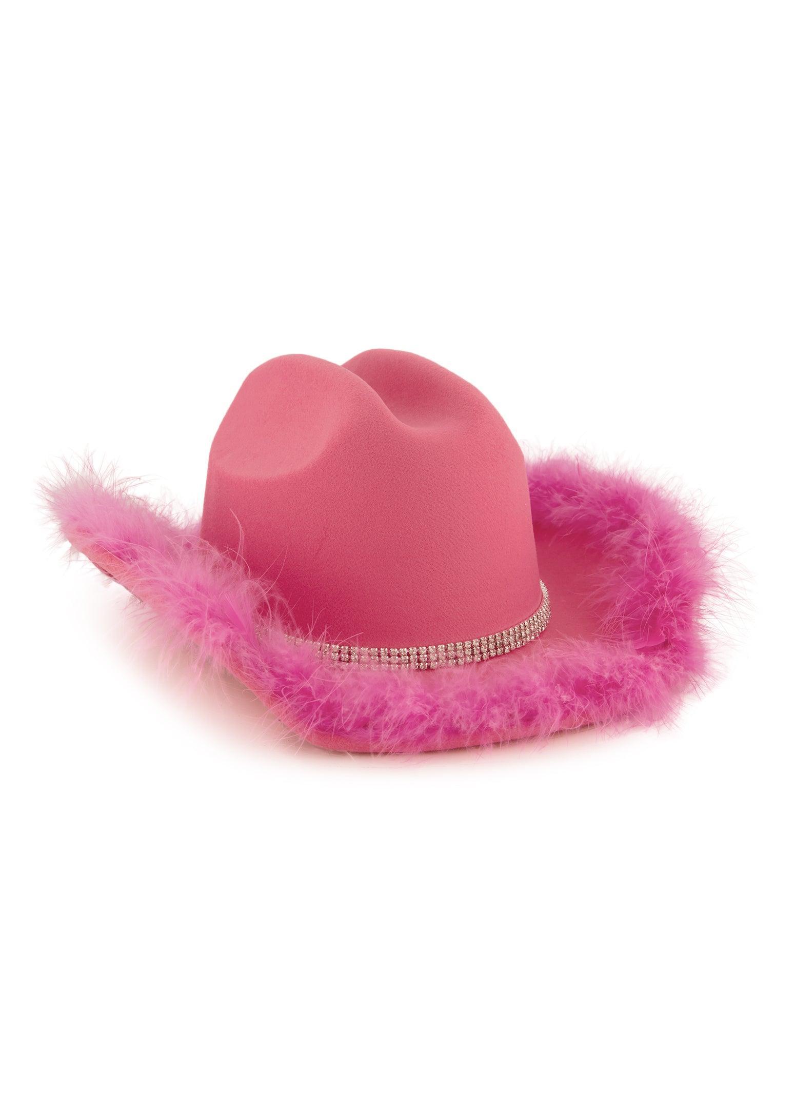 Feather Trim Rhinestone Cowboy Hat Female Product Image