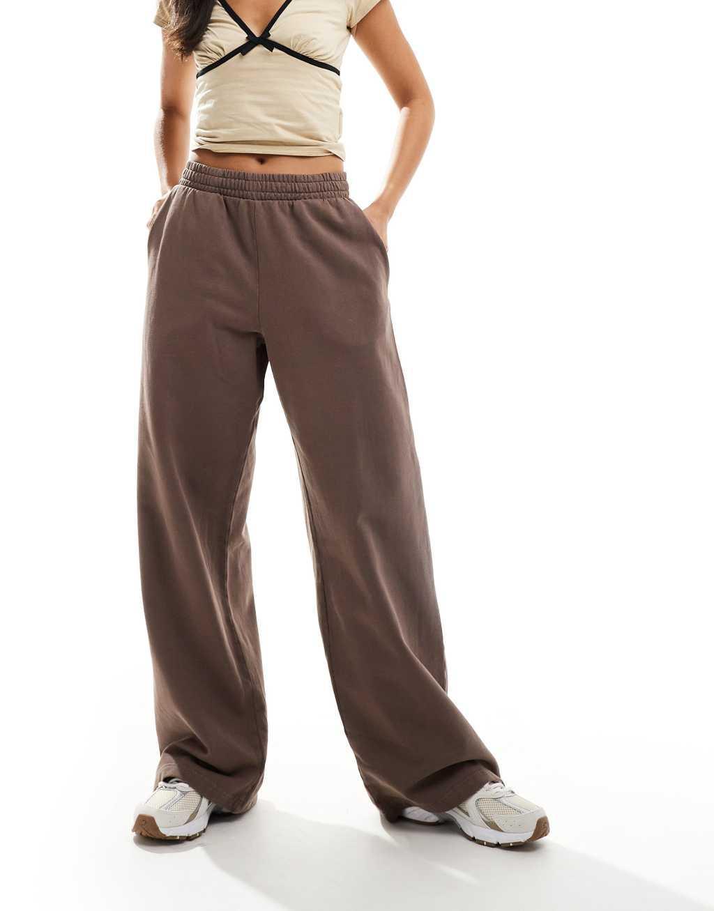 Weekday loose wide fit sweatpants in mole Product Image