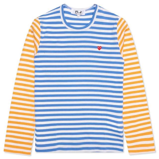 Women's Bi-Color Stripe T-Shirt - Blue/Yellow Female Product Image