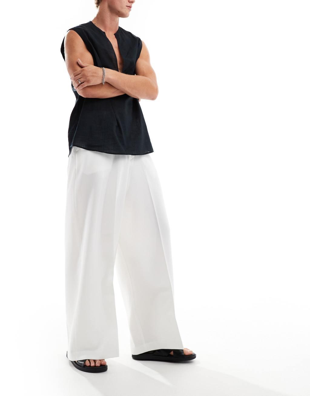 ASOS DESIGN smart extreme wide leg pants in white product image