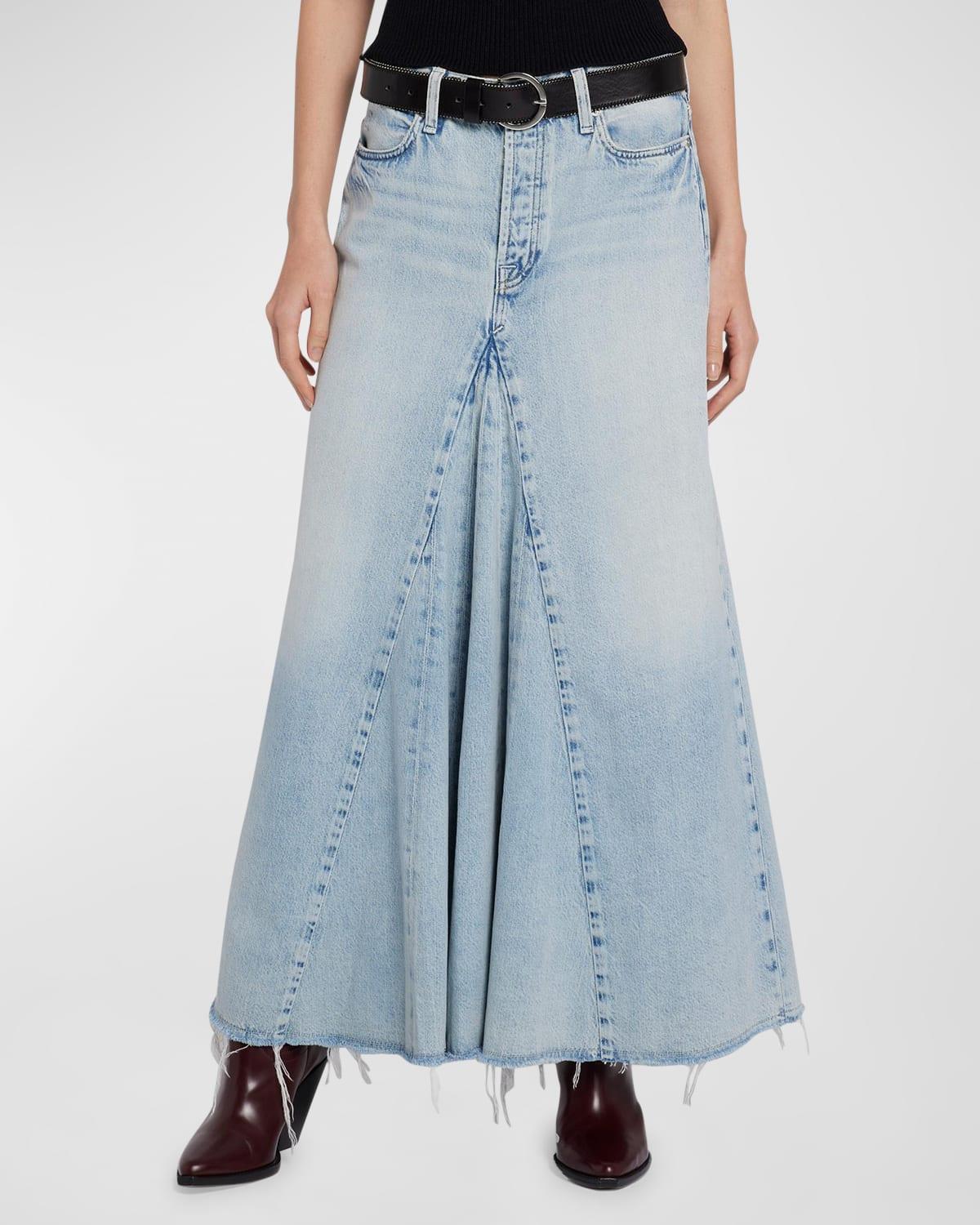 Western Paneled Denim Maxi Skirt product image