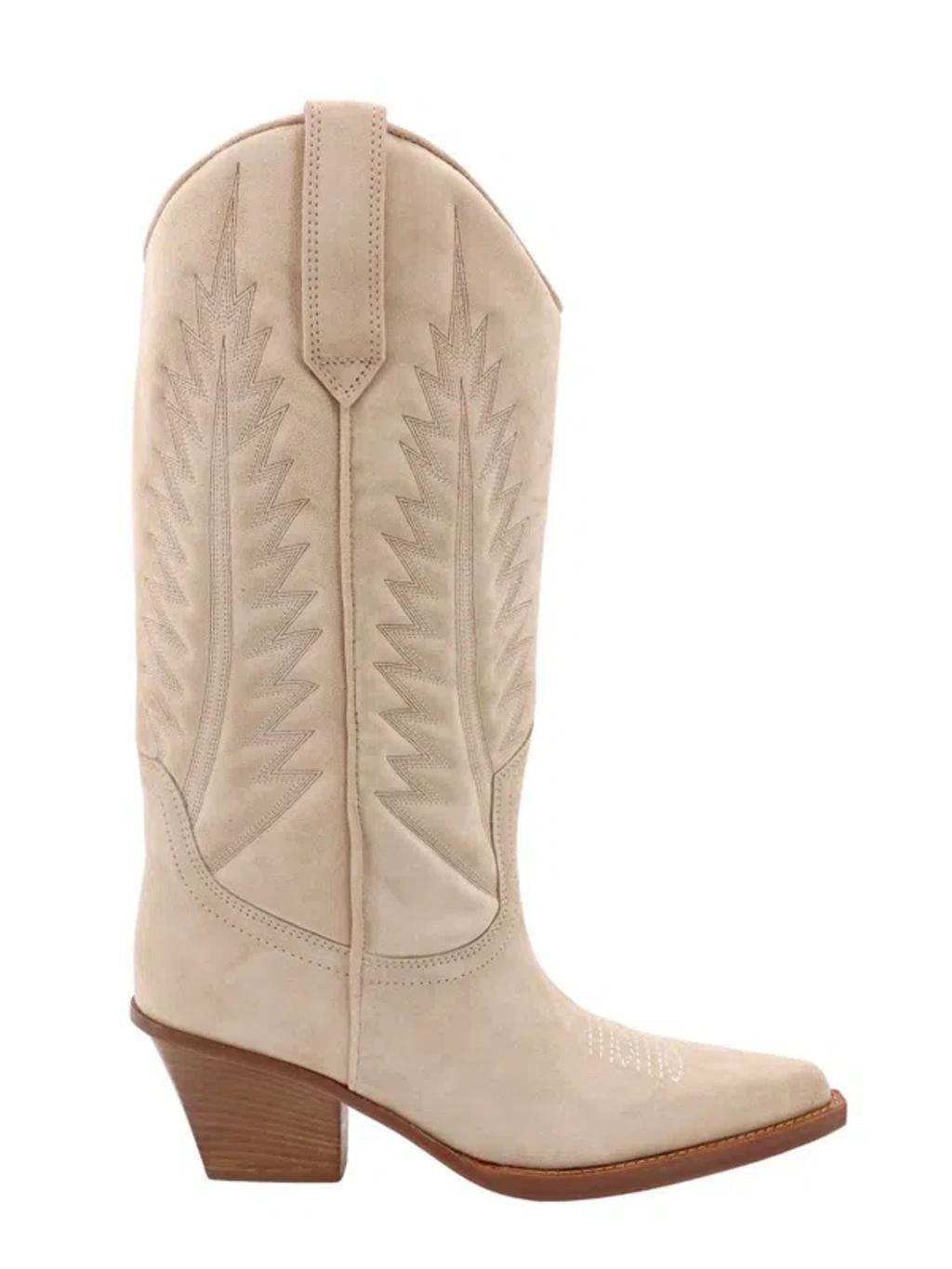 Rosario Suede Cowboy Boots In Beige product image