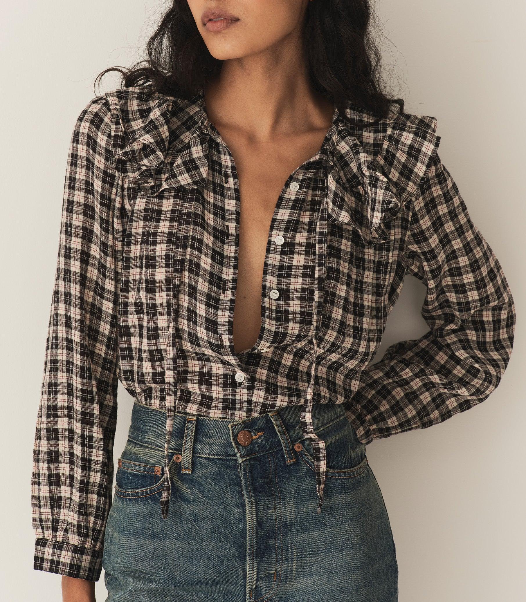 JOELLE TOP -- NAVY COUNTRYSIDE PLAID Product Image