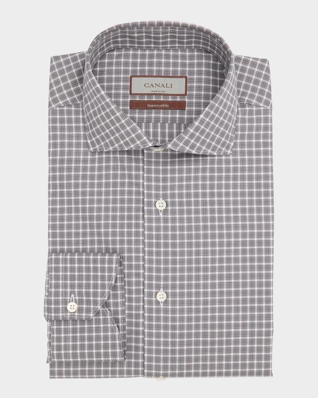 Mens Impeccabile Cotton Check Dress Shirt Product Image