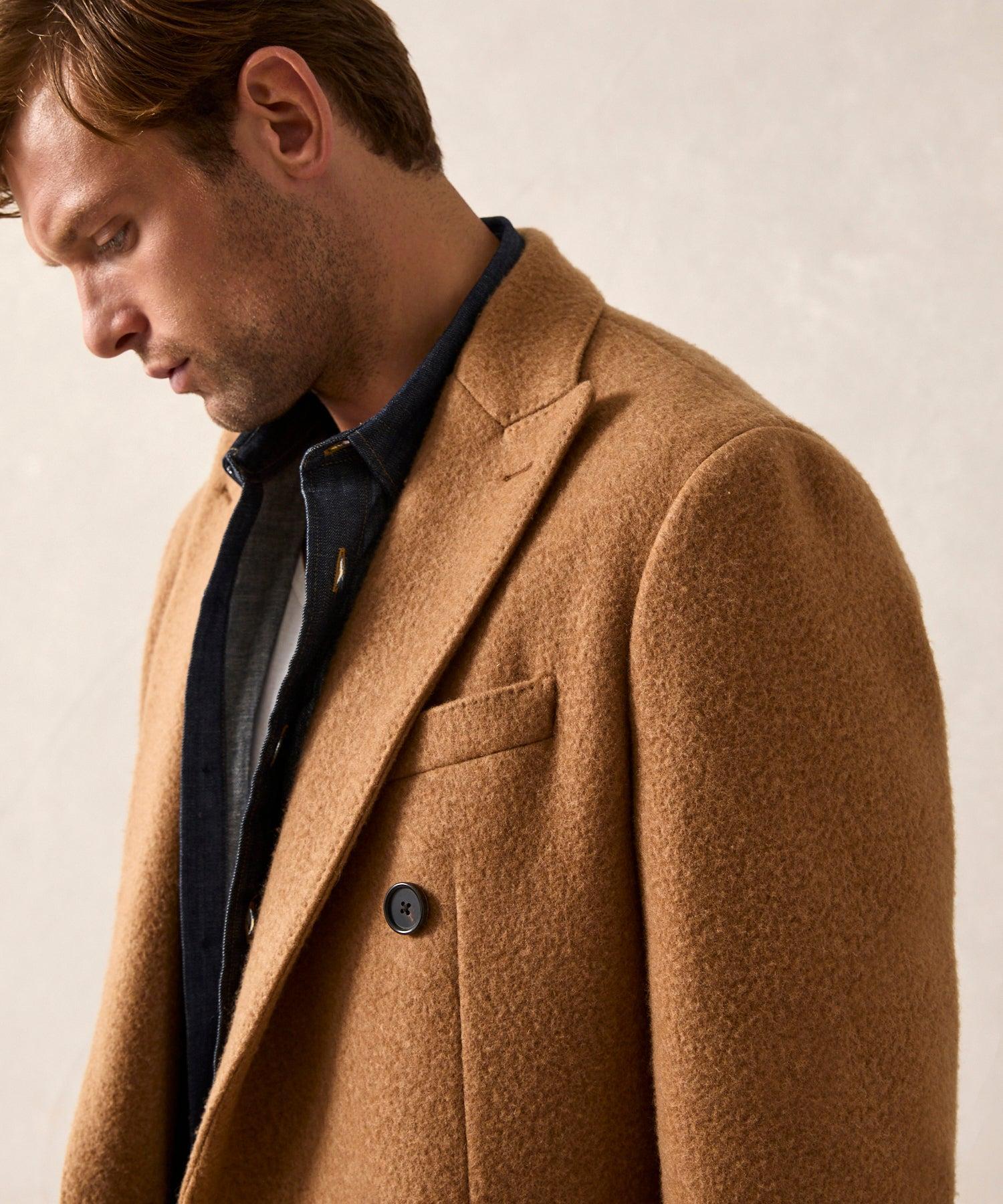 Italian Peak Lapel Wool Topcoat in Camel Product Image