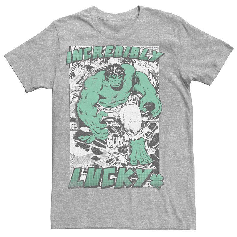 Mens Marvel The Incredible Hulk Incredibly Lucky Graphic Tee Athletic Grey Product Image