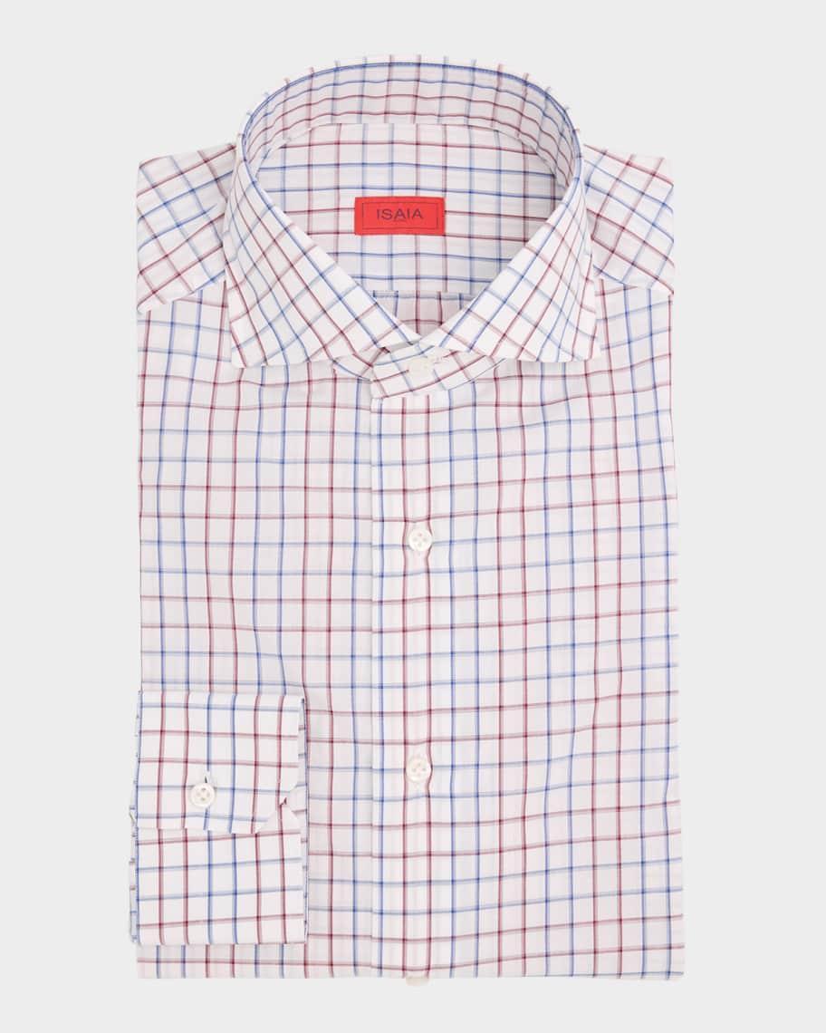 Mens Cotton Graph Check Dress Shirt Product Image