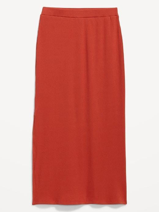 High-Waisted Rib-Knit Maxi Skirt Product Image