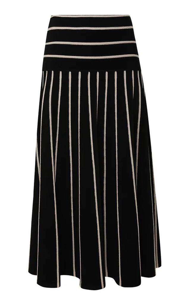 ZIMMERMANN Crush Striped Knit Midi Skirt In Black Product Image