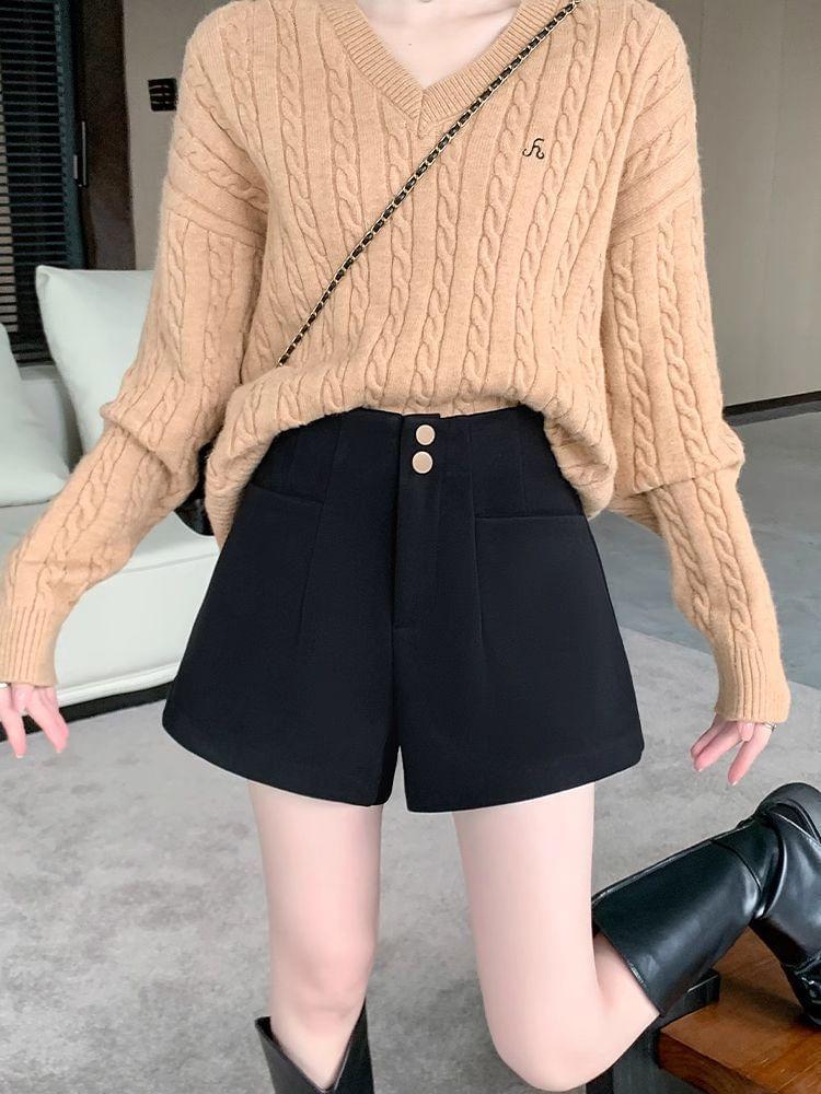 High Waist Plain Shorts Product Image