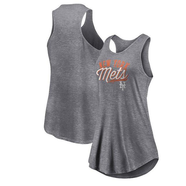 Womens Fanatics Heather Gray New York Mets Simplicity Swing Racerback Scoop Neck Tank Top Product Image