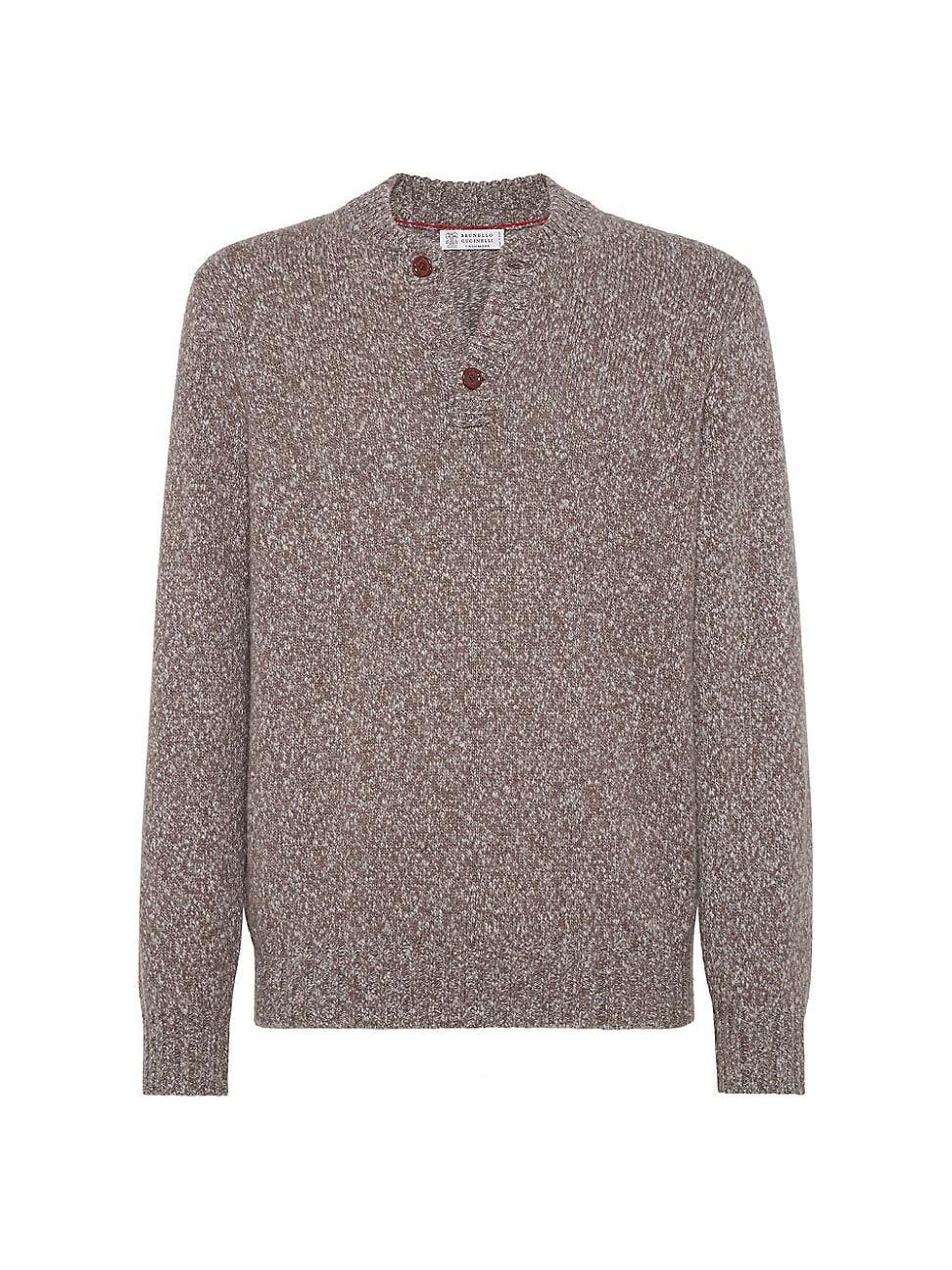 Mens Flecked Soft Virgin Wool and Cashmere Sweater Product Image