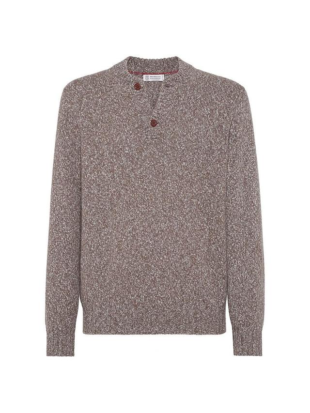 Mens Flecked Soft Virgin Wool and Cashmere Sweater Product Image