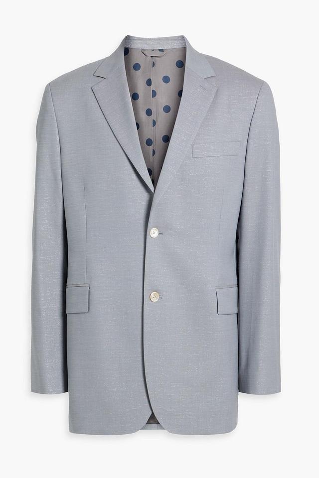 Metallic Wool-blend Blazer In Sky Blue Product Image