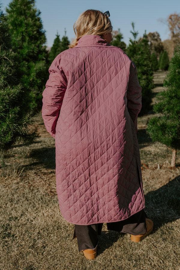 Chilly Wind Quilted Coat in Light Royal Plum Curves Product Image