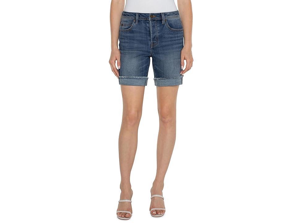 Liverpool Los Angeles The Keeper Frayed Boyfriend Denim Shorts Product Image