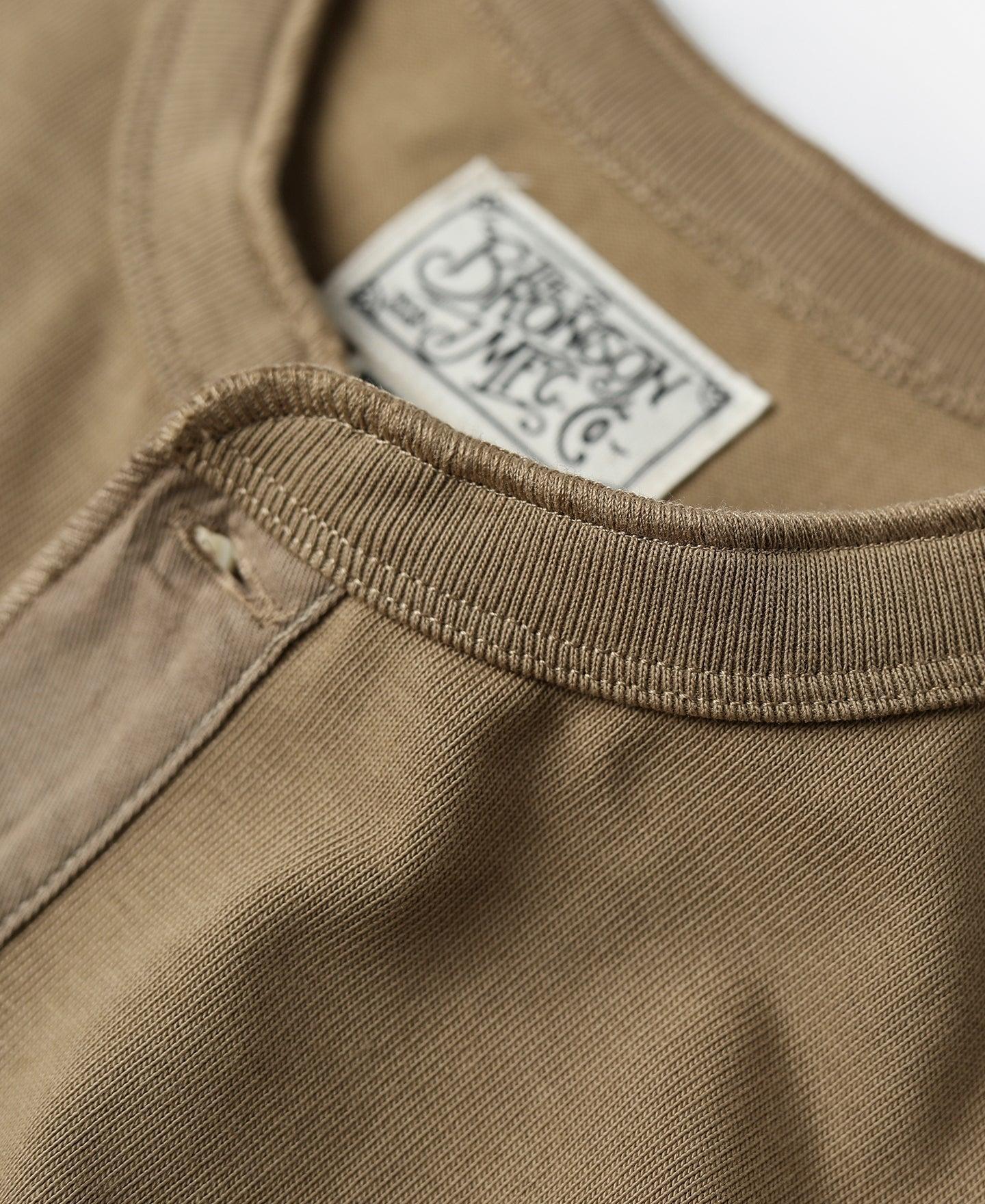 Vintage Long Sleeve Henley Shirt - Khaki Product Image