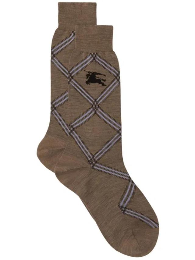 Intarsia-knit Logo Socks In Brown Product Image