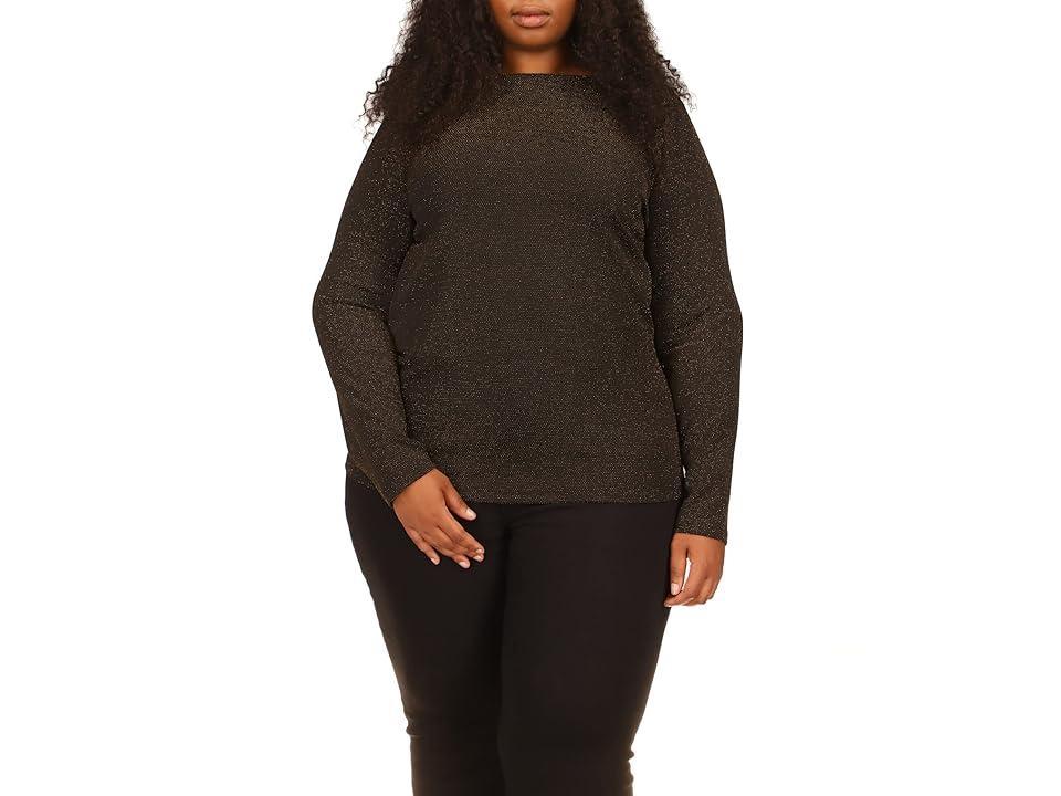 MICHAEL Michael Kors Plus Size Long Sleeve Cowl Back Top (Black Women's Clothing Product Image