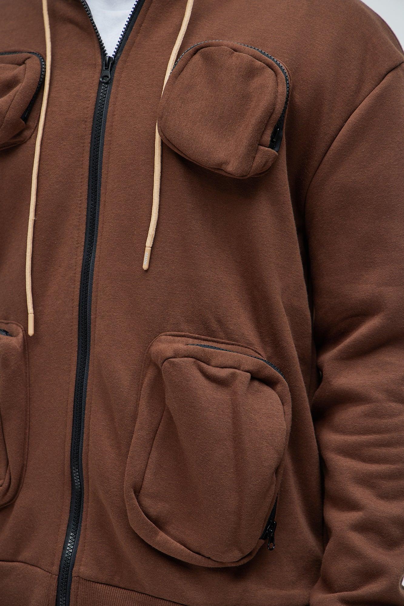 Stocked Up Zip Up Hoodie - Brown Product Image