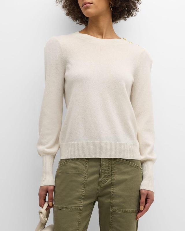 Womens Nelia Button-Accented Cashmere Crewneck Sweater Product Image