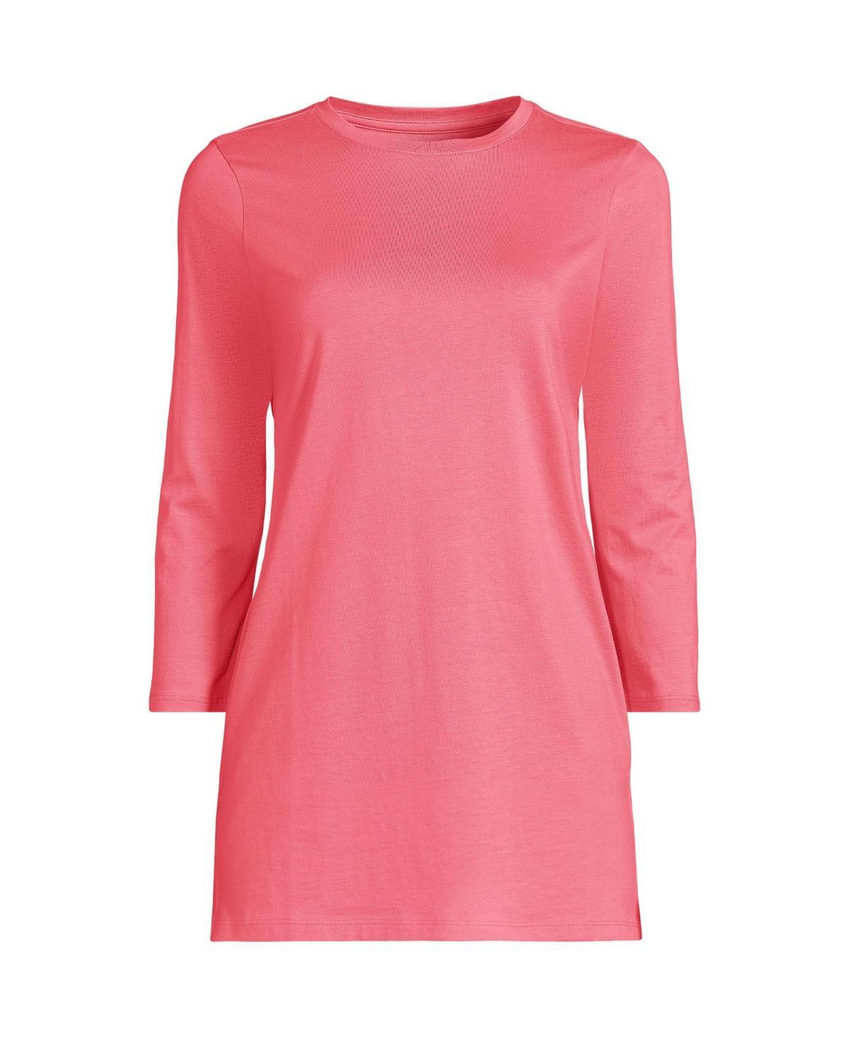 Petite Lands End 3/4-Sleeve Supima Cotton Crewneck Tunic, Womens Product Image