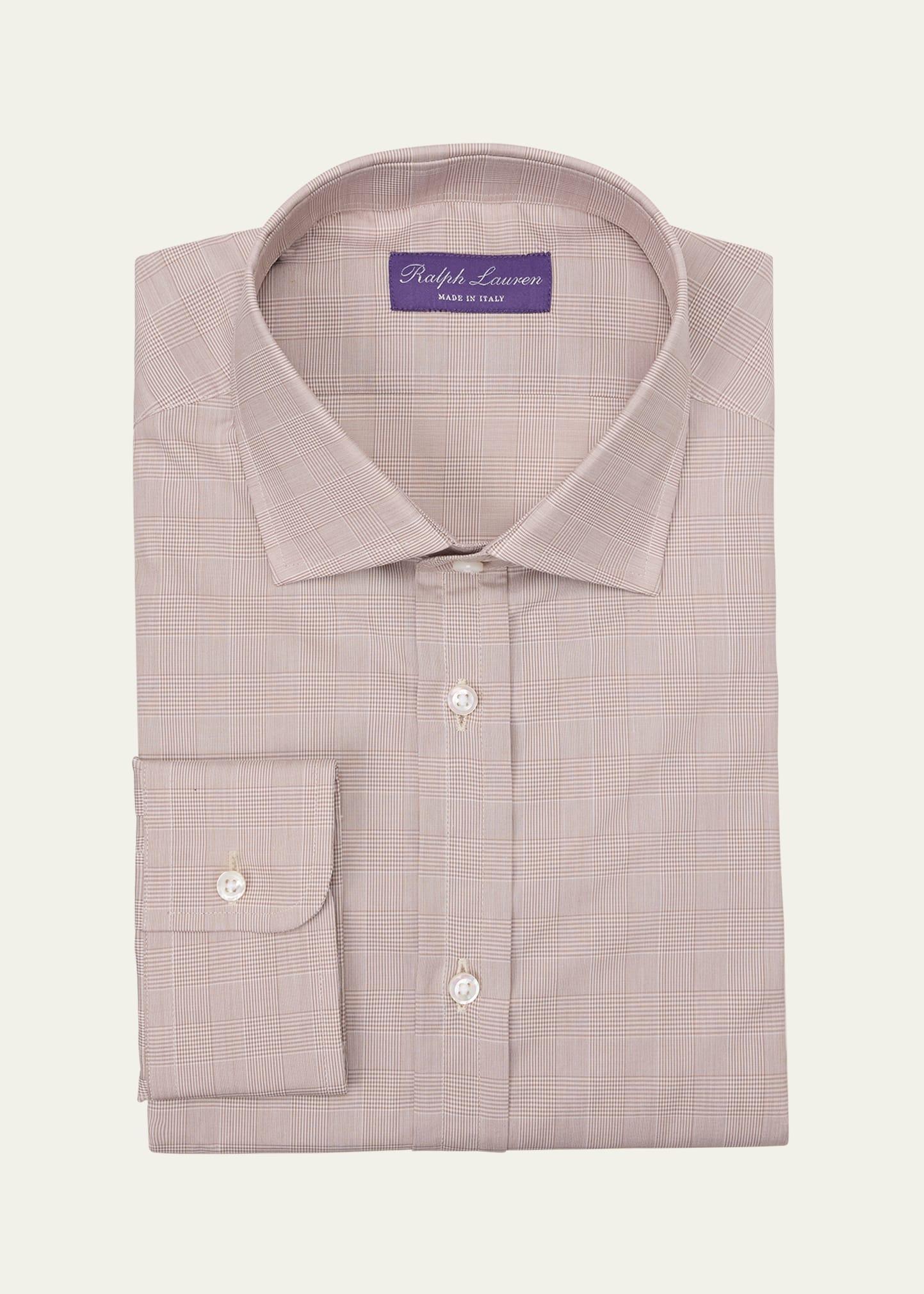 Mens Glen Check Cotton Dress Shirt Product Image