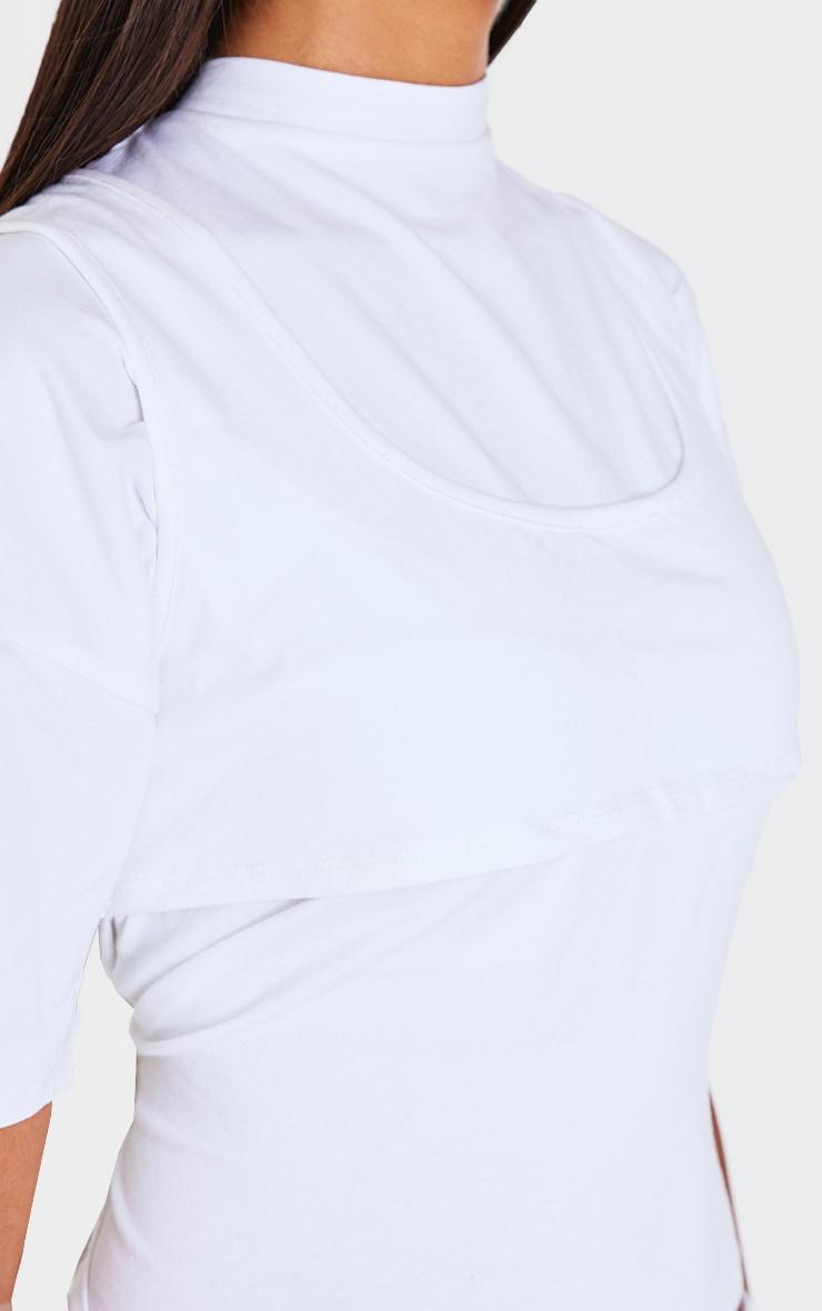 White Oversized Overlay Detail T Shirt Product Image