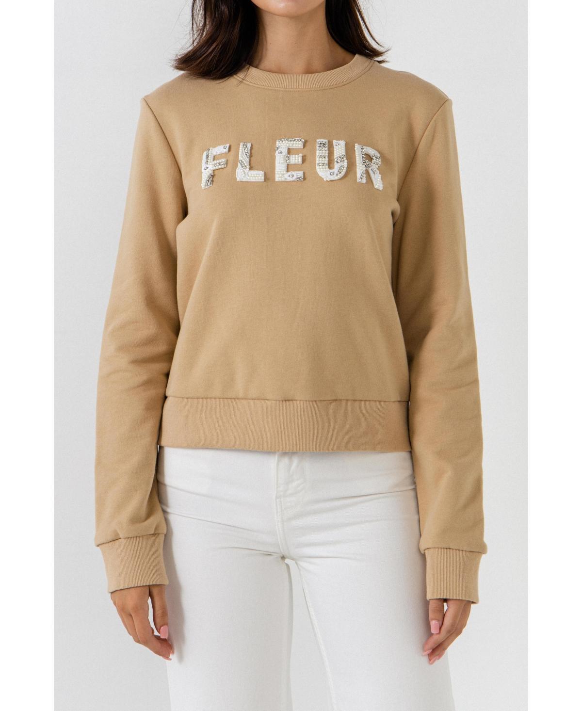 Endless Rose Women's Lettering Sweatshirt, Beige, Xs Product Image