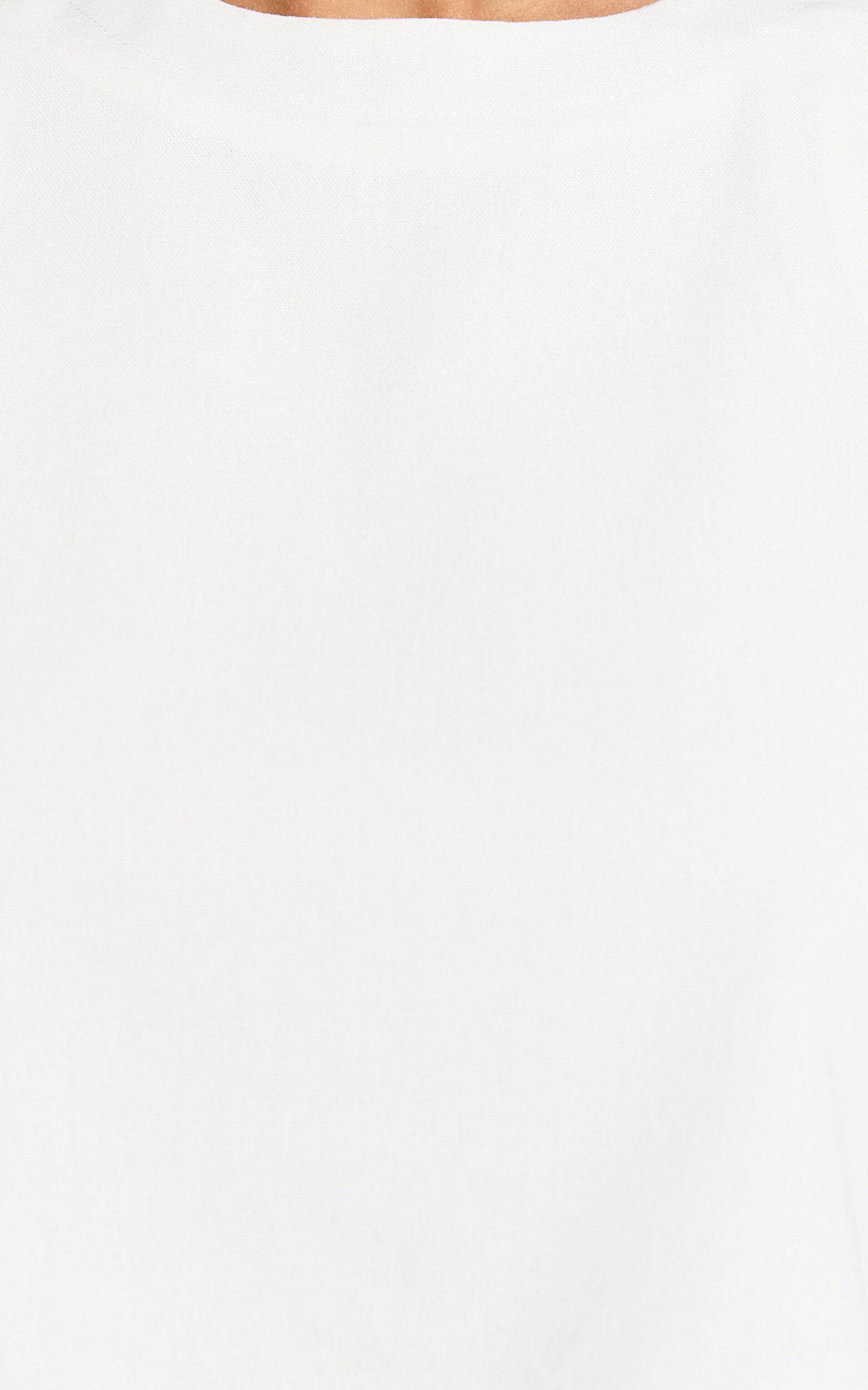 Vicky Top - Linen Look Shift Key Hole Crop Top in White Product Image