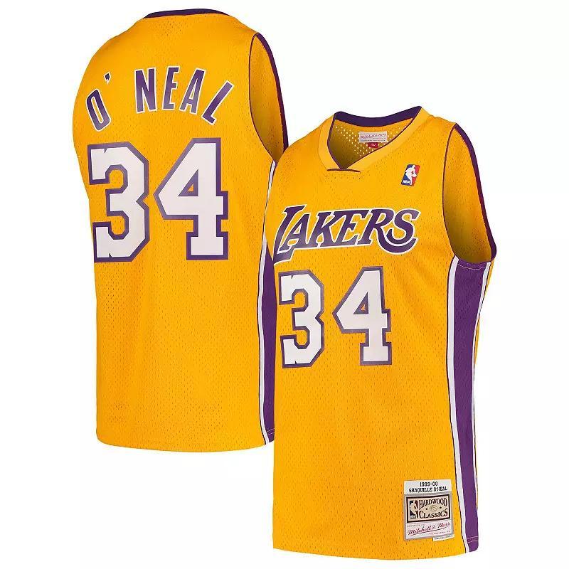 Mens Magic Johnson Gold Los Angeles Lakers 1984-85 Hardwood Classics Swingman Jersey - Gold Product Image