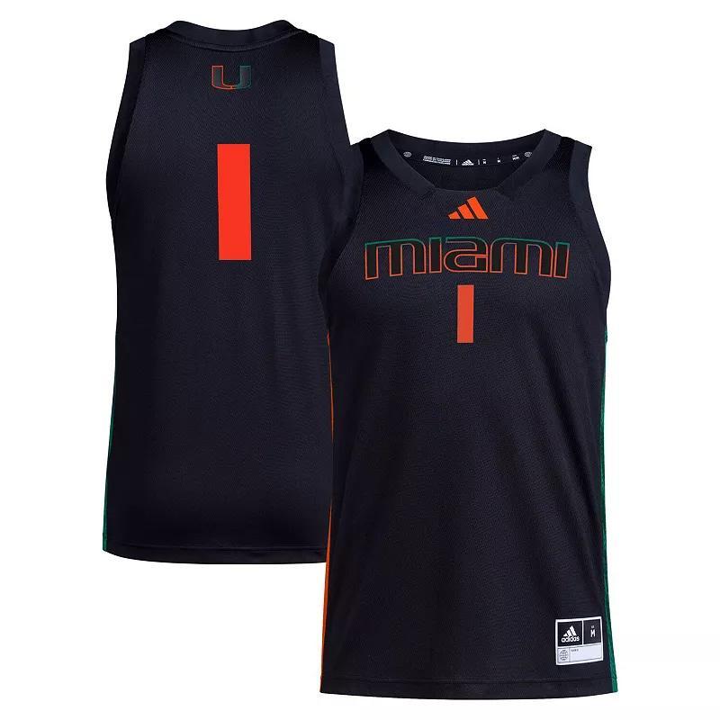 Mens adidas #1 Miami Hurricanes Swingman Jersey Product Image