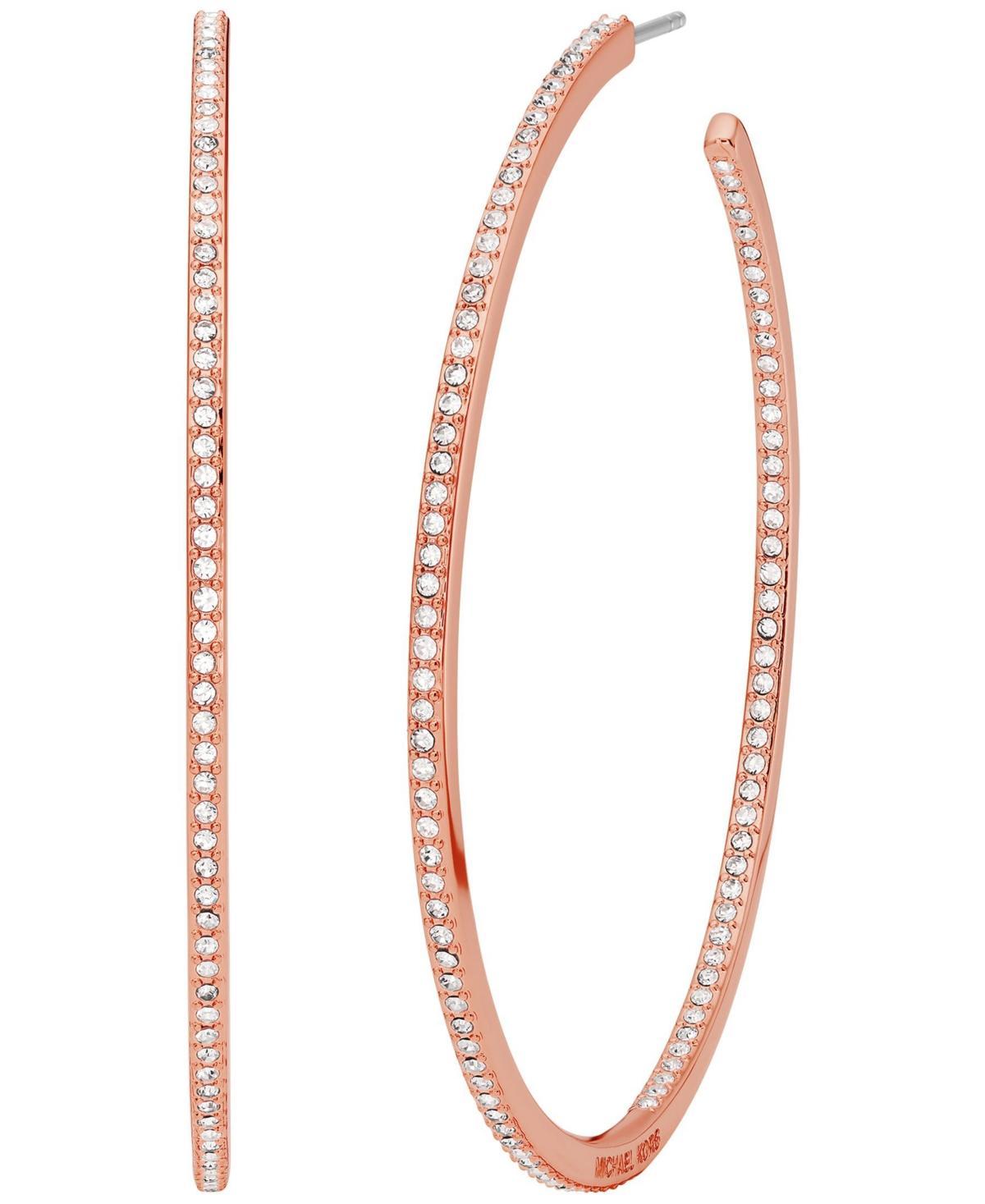 Michael Kors Crystal Rose Gold Inside Outside Pav Hoop Earrings Product Image