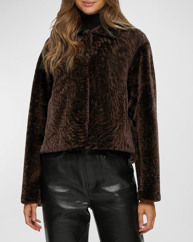 Womens Textured Shearling Lamb Jacket Product Image