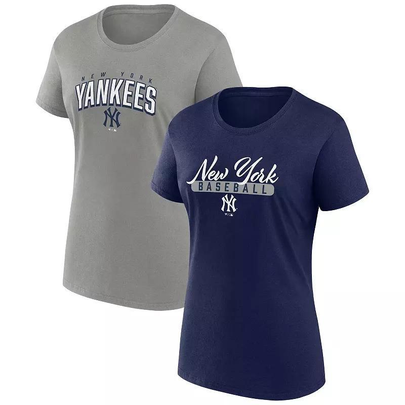 Womens Profile /Gray New York Yankees Plus Size 2-Pack Scoop Neck T-Shirt Set Blue Product Image