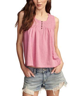 Women's Cotton Embroidered Yoke Sleeveless Top Product Image