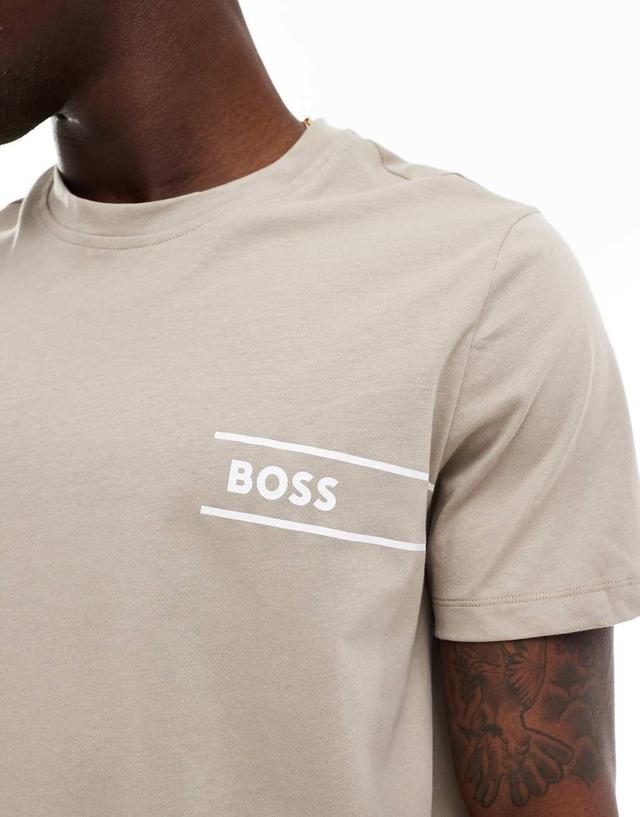 Boss Bodywear logo t-shirt in dark beige Product Image