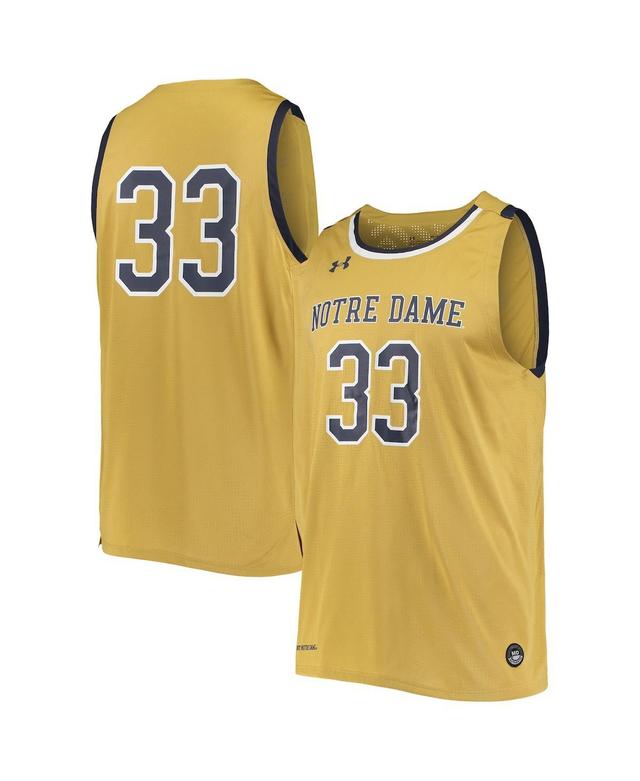 Mens Under Armour #33 Gold Notre Dame Fighting Irish College Replica Basketball Jersey - Gold Product Image