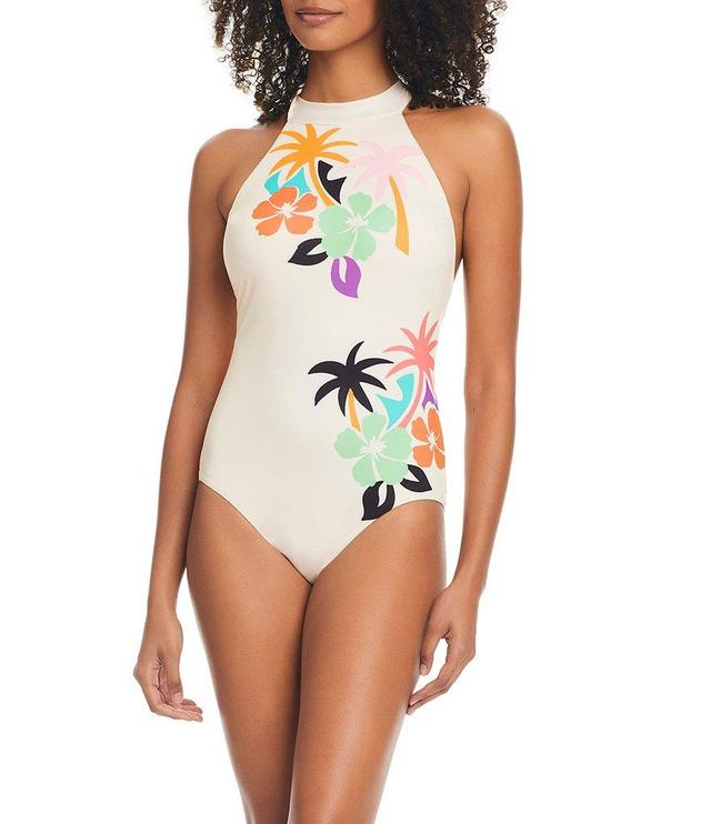 Sanctuary Island Mirage Floral Print High Neck One Piece Swimsuit Product Image