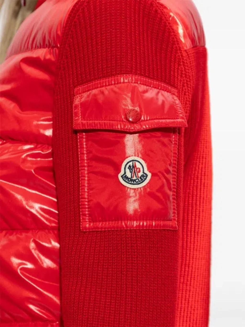 MONCLER Logo Patch Contrasting Padded Jacket In Red Product Image