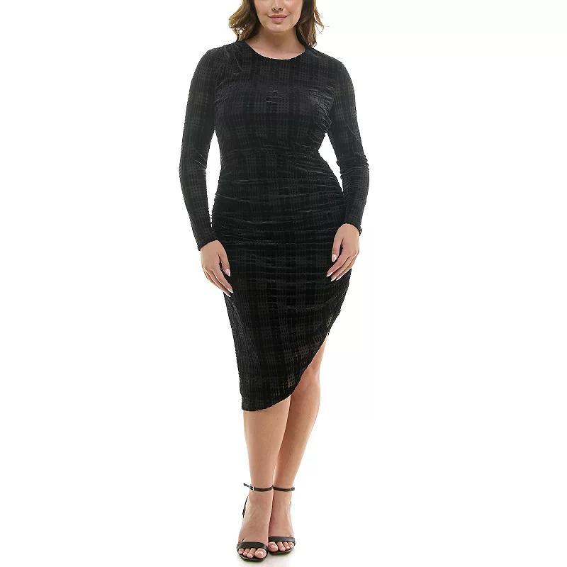 Womens Nicole Miller Plaid Burn-Out Velvet Midi Dress Product Image