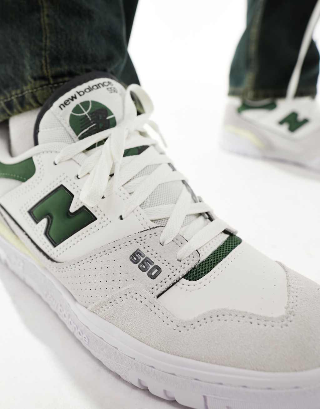 New Balance 550 sneakers in white with green detail Product Image