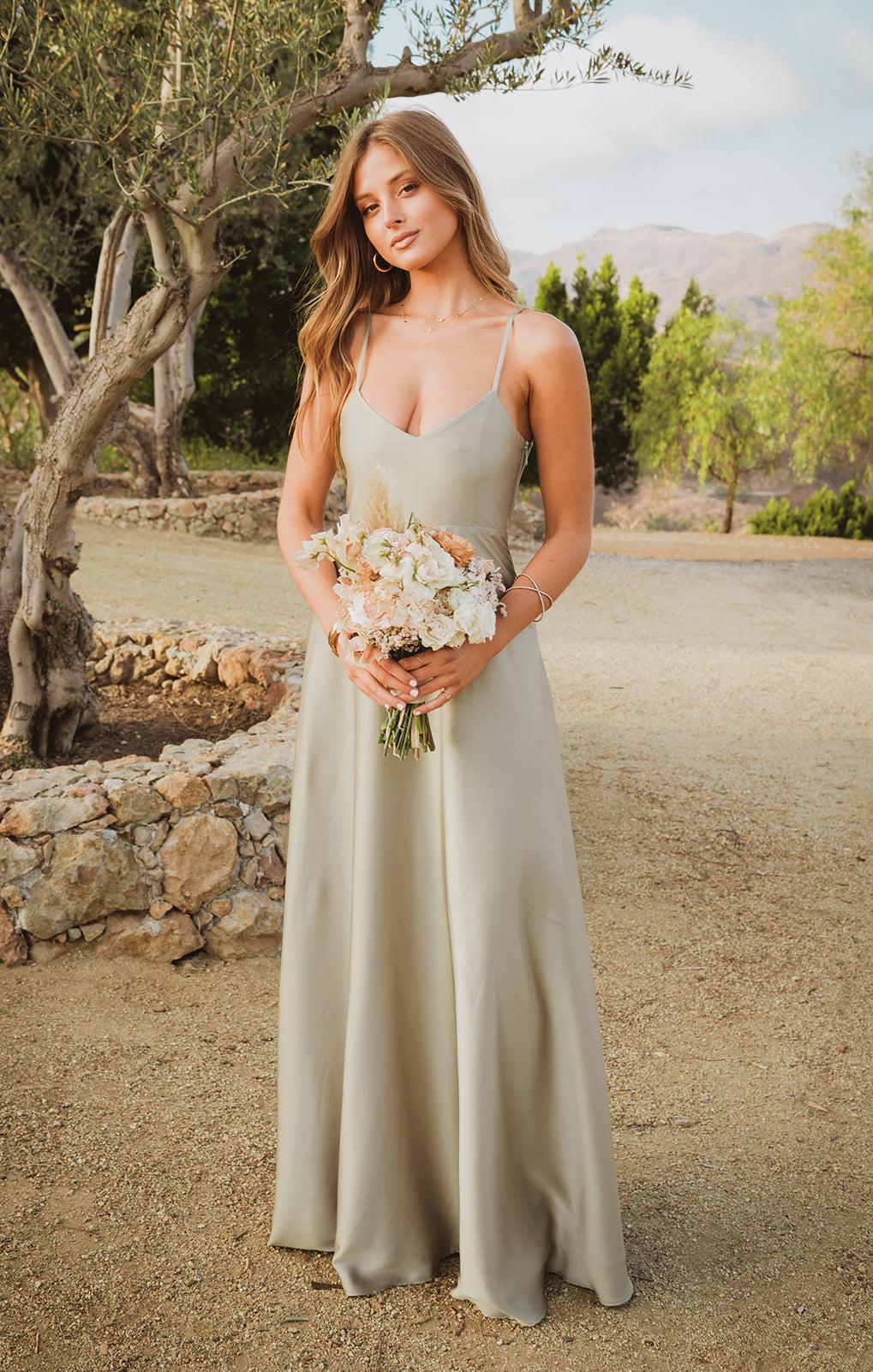 Faith Maxi Dress ~ Moss Green Luxe Satin Product Image