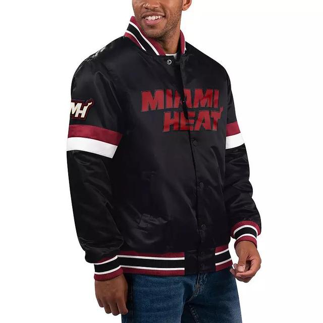 Mens Starter Miami Heat Home Game Satin Full-Snap Varsity Jacket Product Image