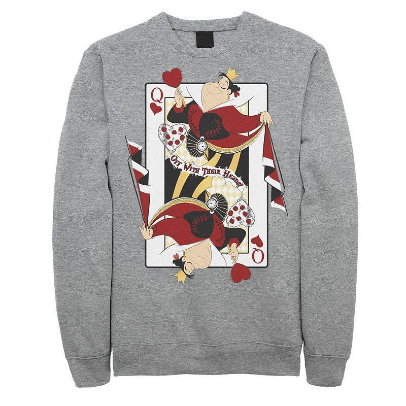 Disneys Alice In Wonderland Mens Queen Of Hearts Playing Card Sweatshirt Athletic Grey Product Image