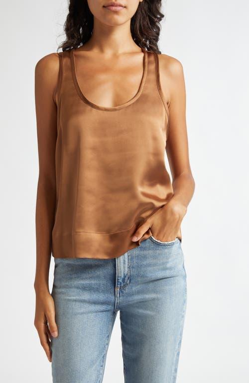 ALICE AND OLIVIA Alice + Olivia Avril Satin Tank In Brown Product Image