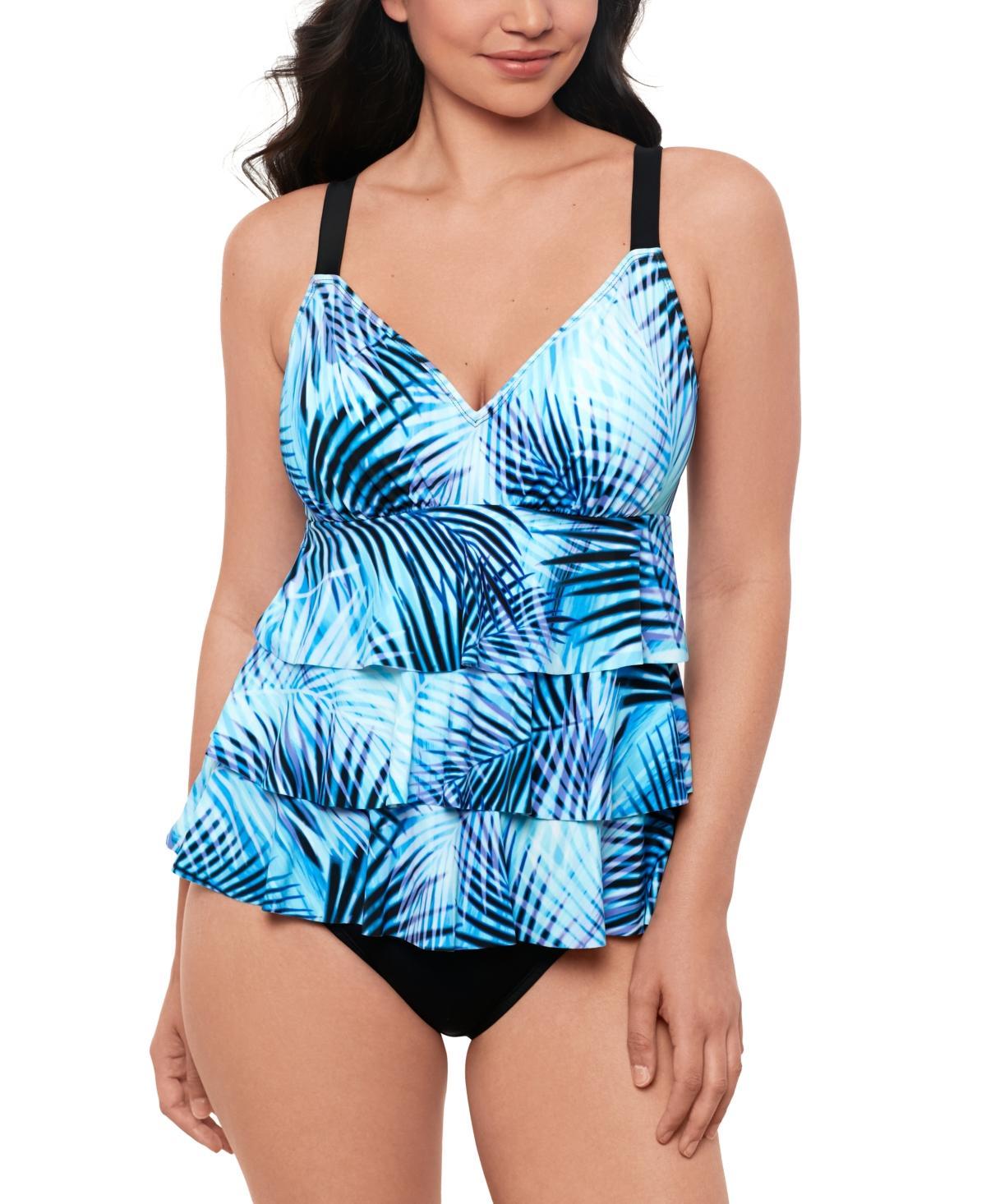 Swim Solutions Womens Leaf It Alone Tiered Fauxkini One-Piece Swimsuit, Created for Macys Product Image