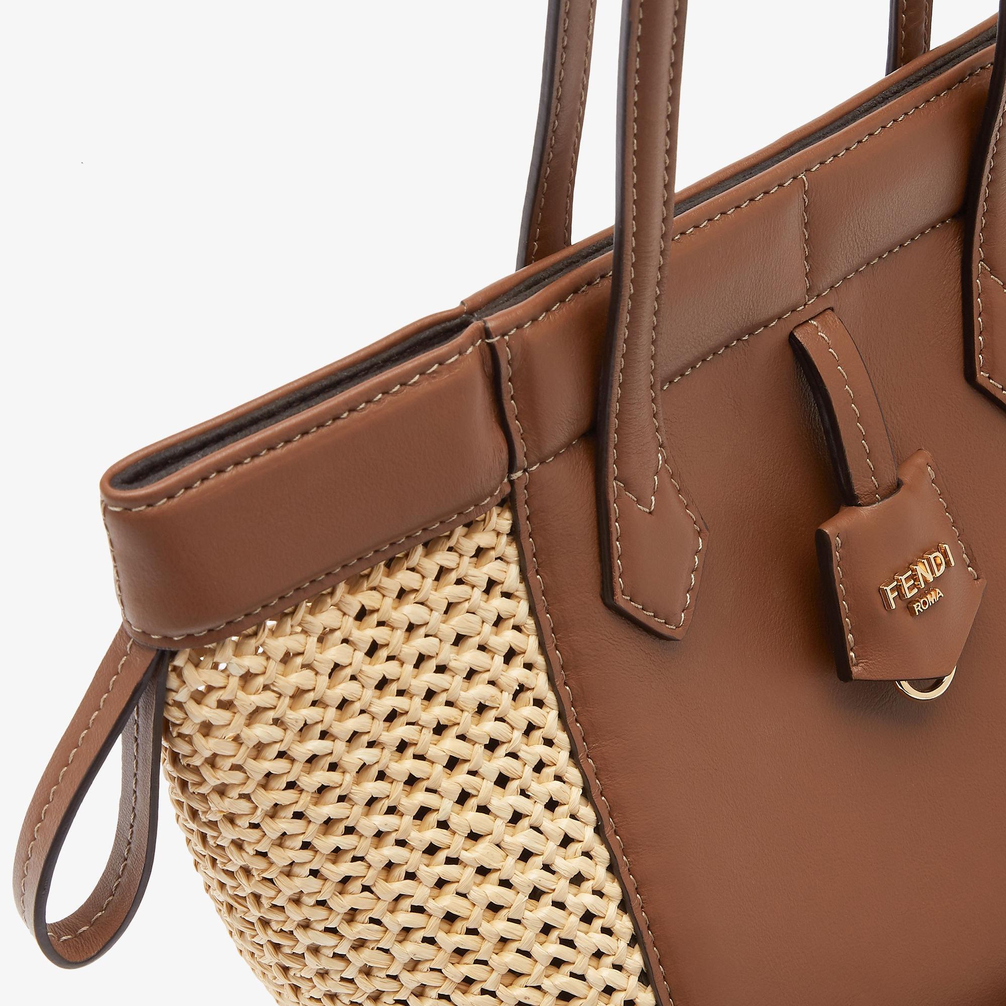 Fendi Origami MiniBrown leather and woven fabric mini bag that can be transformed Product Image